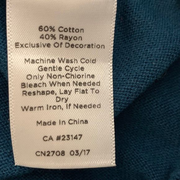 Talbots Sweater Long Sleeve With Crochet Cuffs Fine Knit Women L Teal Green - Picture 11 of 11